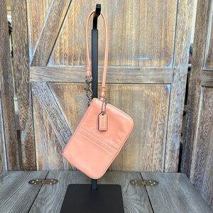 Coach Peach Leather Wristlet